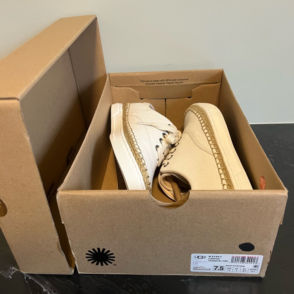NEW Ugg Eyan II Canvas Cream Sneakers